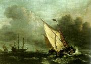 willem van de velde  the younger a rising gale painting